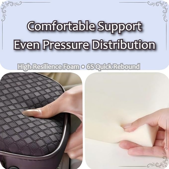 2026 Upgraded Car Center Console Cushion with 30w USB& Type-C Charging Ports, Leather Car Armrest Pad Cover, Interior Accessories for Most Vehicles (Ergonomic Sloped Version, Black)