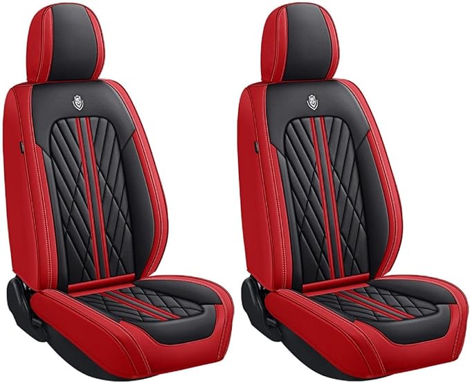 Premium Nappa Leatherette Car Seat Cover Set Custom Fit for Honda CR-V CRV 2000-2023 2024 2025 2026 Water-Proof Breathable Faux Leather Seat Cushion Protectors (Front 2 Seats,Black Red)