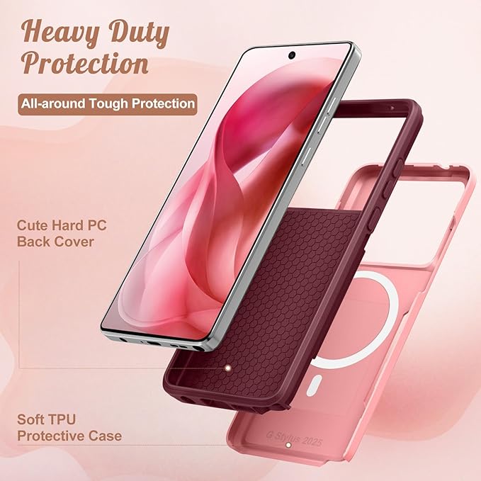 for Moto G Stylus 2025 Case - Compatible with MagSafe Women Cute Girls Magnetic Phone Cover Girly Cat Flower Floral Heavy Duty Shockproof Design for Motorola Moto G Stylus 5G 2025 Cases
