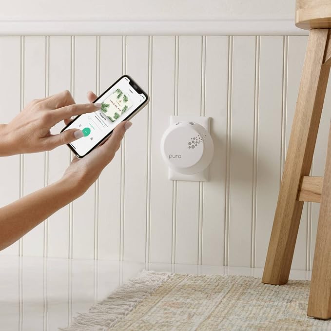 Thymes Pura Smart Home Plug-in Diffuser Kit - Pura Diffuser Refills with a Fresh Home Fragrance (V3 Pura Device + 2 Frasier Fir Refills)