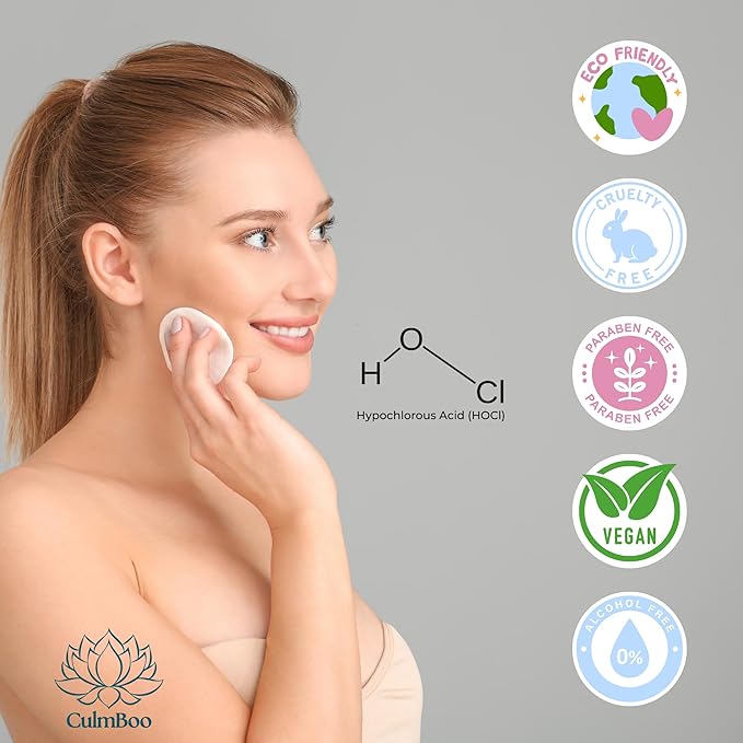 Hypochlorous Acid Spray for Face & Skin - HOCl, Acne Prone Skin, Eczema, Natural Tattoo Aftercare, Piercing Aftercare Spray, Eye Lash Cleanser, Face Mist Toner, Wound Care Cleanser, 16 Fl Oz