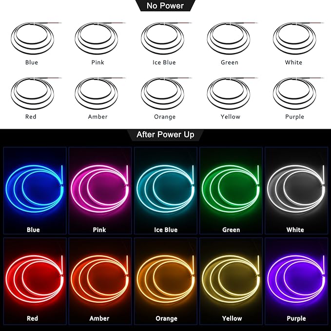 Acrylic Interior Car LED Strip Light with 6mm Sewing Edge - 43.3 inches Ambient Lighting Kits, Neon LED Strip Light(110CM/43.3IN, Orange)