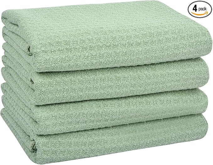VIVOTE Microfiber Kitchen Towels - Super Absorbent, Soft, No Lint, Waffle Weave, Fast Drying Hand Towels (4 Pack Green, 16 Inch X 24 Inch)
