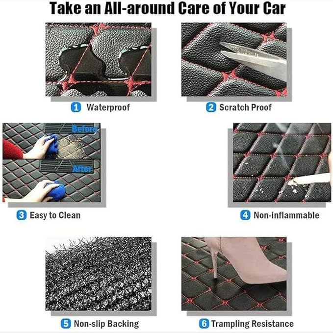 TREGOO All Weather Car Mats Custom Fit Non Slip Floor Mats for 1998-2025 Cars Personalized Leather Protection Pads Suitable for Men Women (Purple)