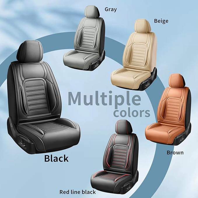 Fit HRV Premium Leather Car Seat Covers Compatible with Honda HRV 2016-2025 2026, Breathable, Wear Resistant, Airbag Compatible, All-Weather Protection & Full Coverage, 2 Front Seat Black