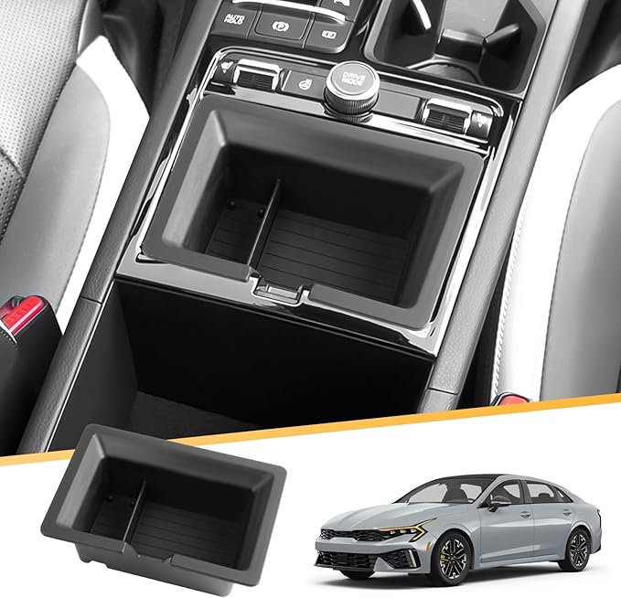 LFOTPP Center Console Organizer Tray for 2025 2026 K5 (LXS/GT-Line/GT/EX), Armrest Storage Box Insert, OEM Fit, Non-Slip Waterproof Center Car Interior Accessory - Black
