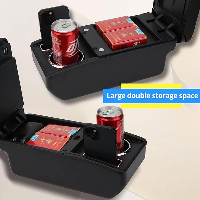 AULPHIKE Compatible with Nissan Versa Armrest 2012-2019 Center Console Organizer Armrests Double Layer Storage Space with Cup Holder