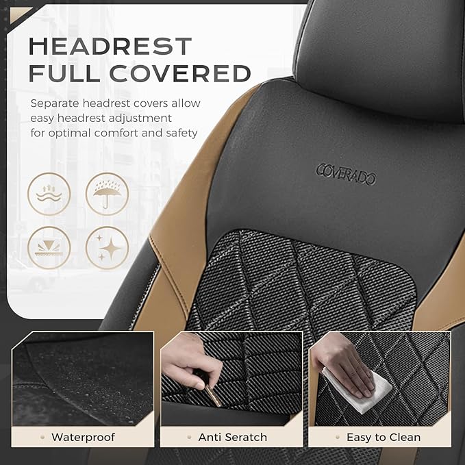 Coverado Car Seat Covers, Front Seat Covers, 2 Front Automotive Seat Cover, Mesh Breathable Seat Protectors, Universal Fit for Most Cars