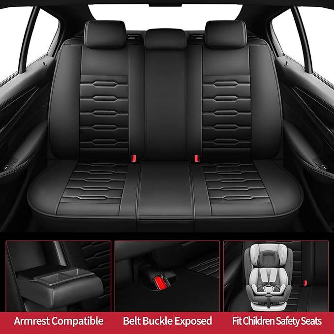 Fit Yaris Car Seat Covers for Toyota Yaris 2008-2018 2019 2020-Upgraded Premium Waterproof & Breathable Leather, Airbag Compatible, All-Weather Seat Cushion Protector (Full Set, Black)