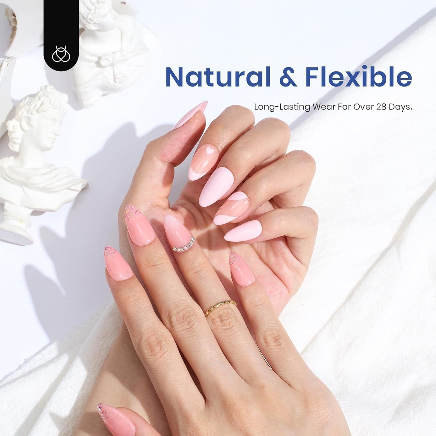 Beetles Gel Nail Kit Amond Shape - 504Pcs Gel Nail Kit Easy Nail Extension Set Etch X Nail Tips Short Medium Almond Half Matte Nail Tips 9 in 1 Nail Glue Uv Led Nail Gift for Women