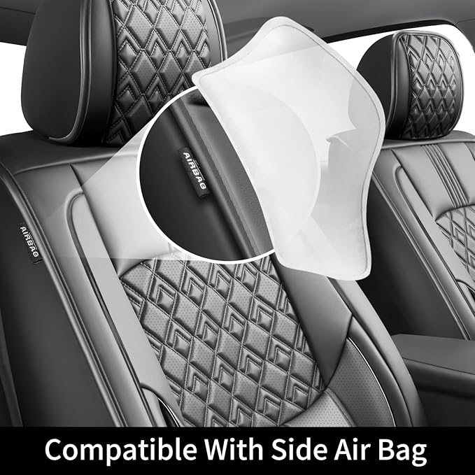 Fit Outback Car Seat Covers for Subaru Outback 2010-2024 2025 2026 - Upgraded Premium Waterproof & Breathable Leather, Airbag Compatible, All-Weather Seat Cushion Protector (Full Set, Black)