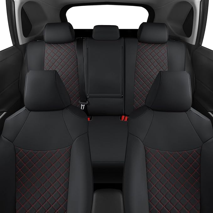 GIANT PANDA Customized Full Set Car Seat Covers Fit for Toyota Rav4 2019 2020 2021 2022 2023 2024 2025 Rav 4 XLE,LE, XLE Premium,Limited(Non-Hybrid & Adventure,TRD-Off),Front & Rear/Back (Black+Red)