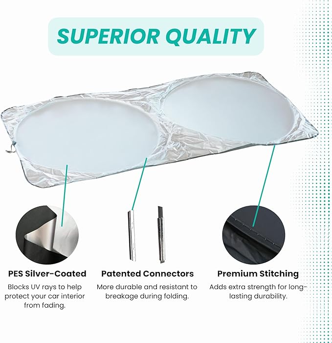 Windshield Sun Shade -Certified 99.87% UVB & 99.02% UVA Car Sun Shade. Award Winning Sunshade - Patented Technology | Compatible for Chevrolet Silverado 1500 (1999-2006) | Car Shades by Kinder Fluff