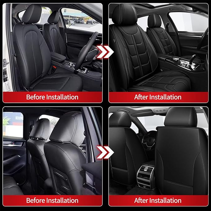 TTX LIGHTING Car Seat Covers fit for Toyota Highlander 2007-2026 Front Seat: Premium Leather Automotive Seat Cover with Airbag Compatible Waterproof (2 Seats, Black)