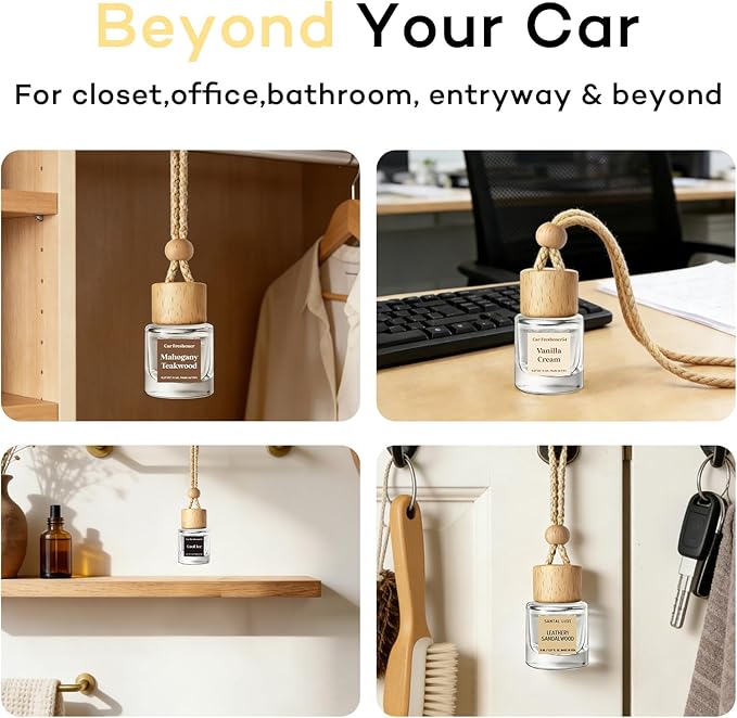 C Classy Car Air Freshener Hanging 2 Pack, Jasmine Essential Oil Diffuser, Long-Lasting Fragrance, Cute Car Accessories for Women & Men, Made in USA