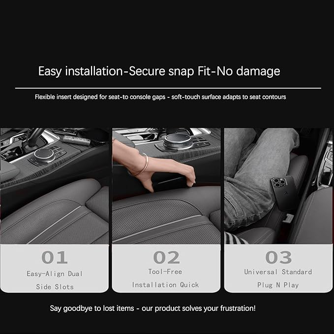 YANTING Car Seat Gap Filler 2 Pack - No Drop Seat Guard, Universal Car Seat Gap Plug with Storage Slot, Durable Non-Slip Material, Anti-Drop Gap Filler for Cars, Trucks & SUV (Black)