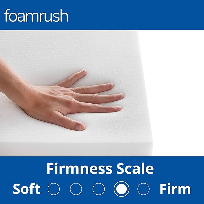 FoamRush 6-Inch Bunk (35" x 79") High Density Foam RV Mattress Replacement with Canvas Navy Cover, Medium Firm, Made in USA, Camper Trailer, Removable Water-Resistant Outdoor/Indoor Cover w Zip