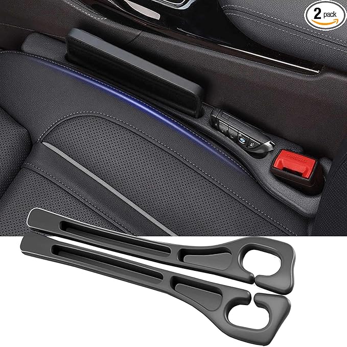 No Drop Seat Guard, Car Seat Gap Filler, Car Gap Filler Organizer, Universal Drop Seat Guards for Car Accessories Interior Prevent Stop Cellphone Wallet Keys Coins and Card from Dropping (black 2)