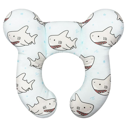 Baby Neck Pillows - Upgraded Toddler Travel Cushion for Toddler Head and Neck, Infant Neck Pillow for Car Plane Stroller Pushchair - Shark A