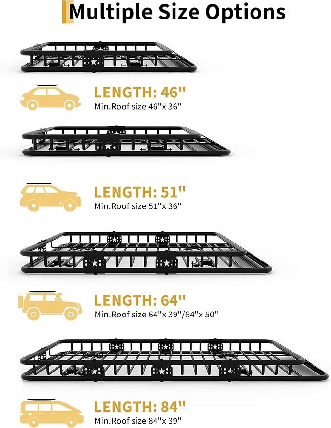 51" x 36" Universal Roof Rack Basket, 200 Lbs Capacity Rooftop Cargo Carrier Basket with 15 Cubic Feet (44" x 34" x 17") Waterproof Luggage Bag, for Suvs, Trucks, Vehiclesor Suvs, Trucks, Vehicles