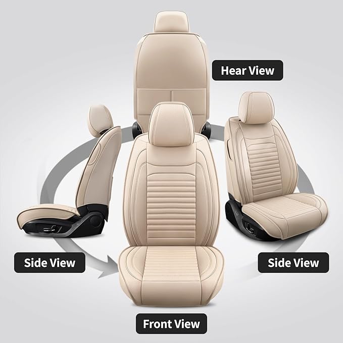 Front Seat Covers Fit for Toyota Prius 2001-2026, Car Seat Covers Front Seats, Breathable Faux Leather Automotive Seat Covers Front Pair Anti-Slip Seat Cover(Beige, Front)