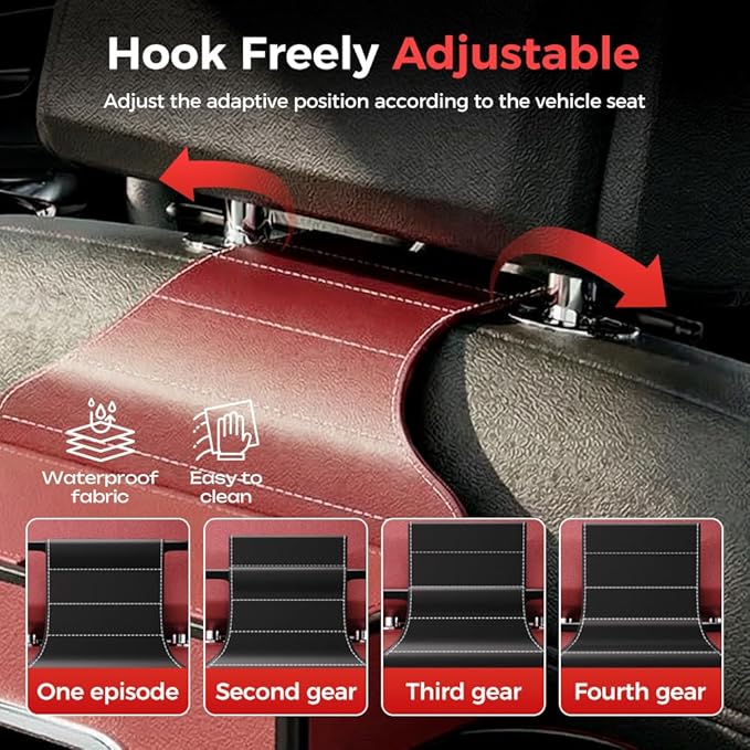 3-in-1 Car Backseat Organizer with Cup Holder, Tissue Box, Trash Bin & Hooks,Multifunctional Back Seat Car Organizer for Hold Phones,Snacks,Drinks,and Handbags (A-Black)