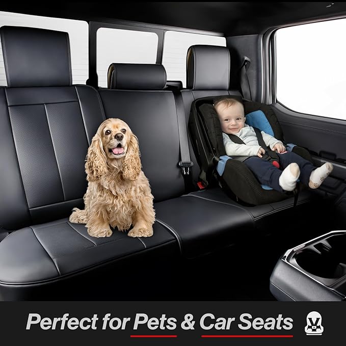 Coverland Custom Fit Car Seat Covers for SUV Compatible with [2000-2012 Nissan Pathfinder] Premium Car Seat Cover Water Resistant Leather Non-Slip Interior Protector [Full Set Black - Size Chart X83]