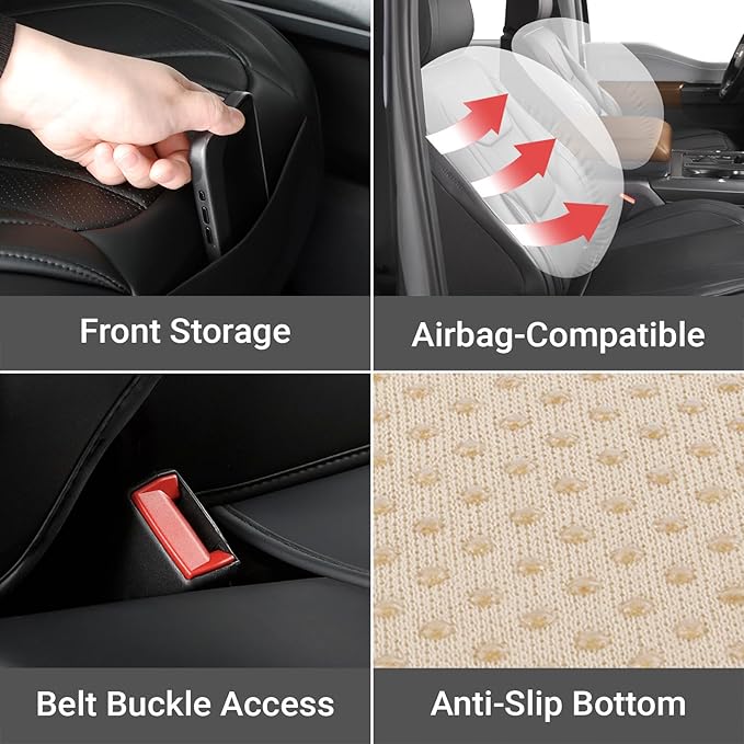 Coverland Custom Fit Car Seat Covers for Car Compatible with [Camry, Accord, Taurus, Malibu, Altima, Impala] Premium Waterproof Non-Slip Interior Seat Protector [Full Set Black- Size Chart X53]