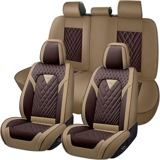 Truck Seat Covers for Nissan Frontier 2009-2026, Waterproof Premium Leather Full Coverage Car Seat Cover, Muscle Sport Style Auto Interior Seat Cover Sets (Full Set/Brown Coffee)