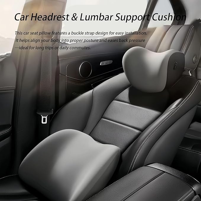 Car Lumbar Support Pillow and Car Neck Pillow Kit for Acura MDX 2000-2020 2021 2022 2023 2024 2025 2026, Car Seat Neck Back Rest Pillows, Ergonomic Car Seat Headrest & Lumbar Cushion
