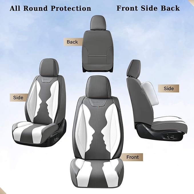 Coverado Car Seat Covers, Front Covers for Cars, Car Seat Cover Front Seats, Automotive Seat Cover, Waterproof, Leather Car Seat Cushion, Universal Interior Seat Protectors for Most Cars Black