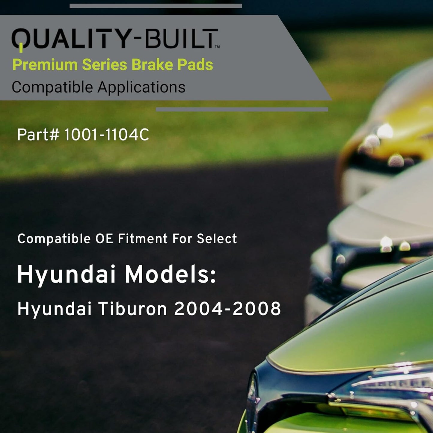 Premium Ceramic Front Brake Pads (1001-1104C) Compatible with Hyundai Tiburon 2004-2008