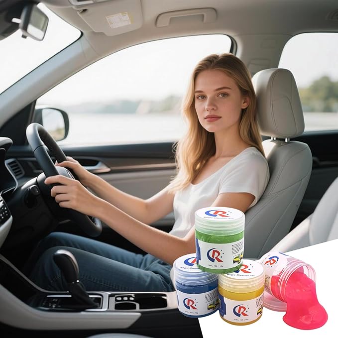 2-Pack Car Cleaning Gels Car Interior Cleaner Putty Slime Auto Detailing Tools Universal Dust Removal Cleaning Kit for Car Accessories Vents 3C Office Scented Yellow