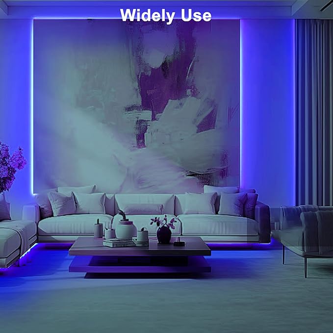 Tatazone 32.8ft Blue COB Led Strip Lights with RF Remote, Dimmable Bright Adhesive Indoor Led COB Light Strip for Cabinet, Paintings, Room, Bed