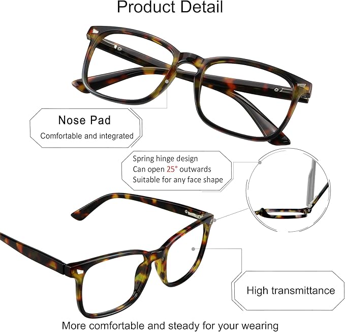 YEIN Bifocal Reading Glasses with Blue Light Blocking Lenses, Bifocal Reader for Women and Men, Vintage Square frame with Spring Hinge (+0.00/+1.50 magnification)