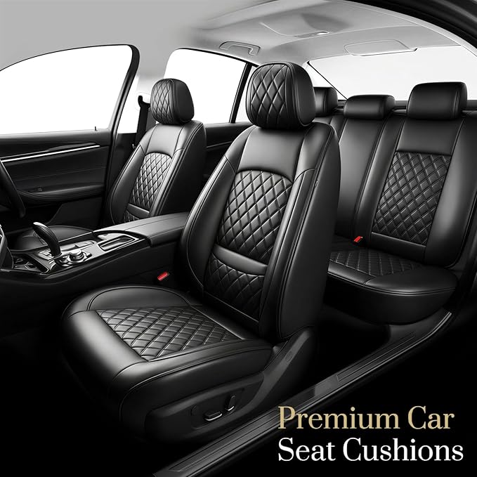 Fit RLX Car Seat Covers for Acura RLX 2013-2020 - Premium Leather, Waterproof, All-Weather, Airbag Compatible, Breathable, Easy Install, Seat Protectors, Only 2 Front seat Covers, Black