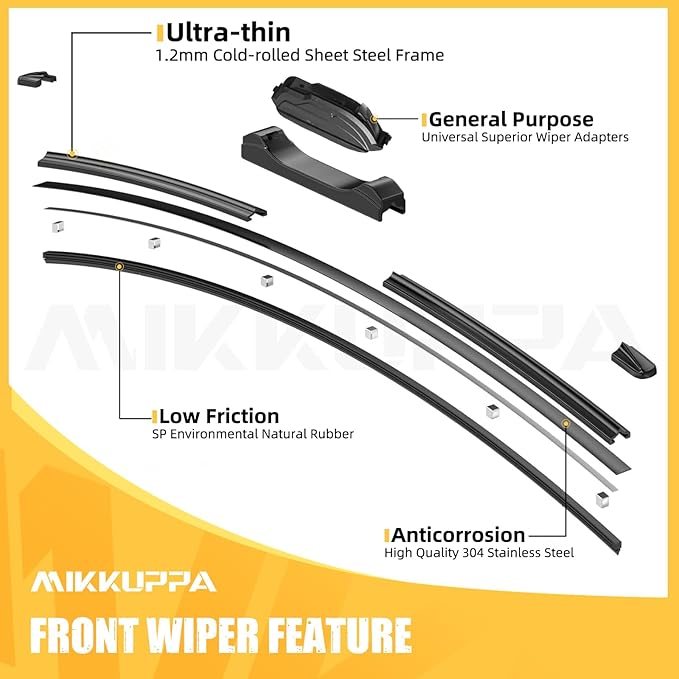 MIKKUPPA 22"+21"+14" Windshield Wiper Blades Replacement for 2009-2015 Honda Pilot, Front and Rear Wiper Blades, Durable, Stable, Quiet All Season Wiper Blades Set (Pack of 3)