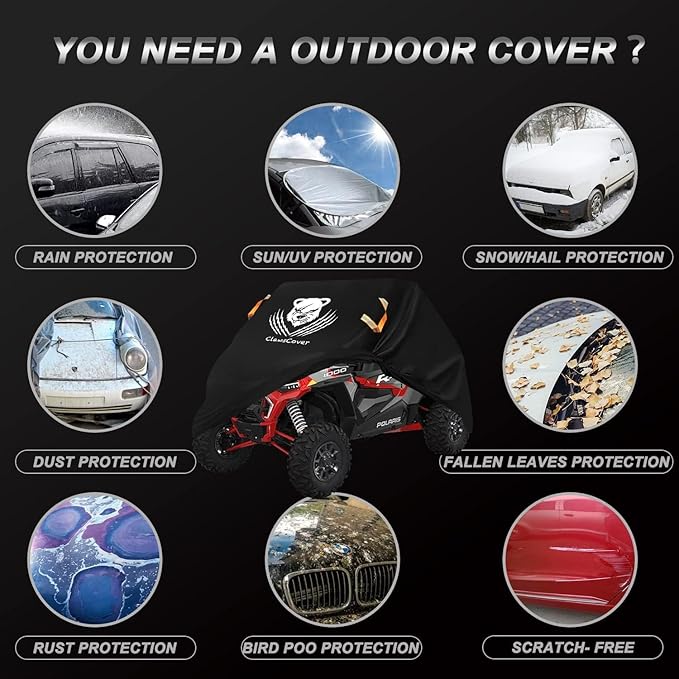 UTV Cover 2-3 Seaters Waterproof Outdoor,Side by Side Cover,Thickened 420D Oxford Cloth All Weather Protection,Compatible with Polaris Ranger RZR Can-am Defender Kawasaki Mule Honda Pioneer,130x58x73
