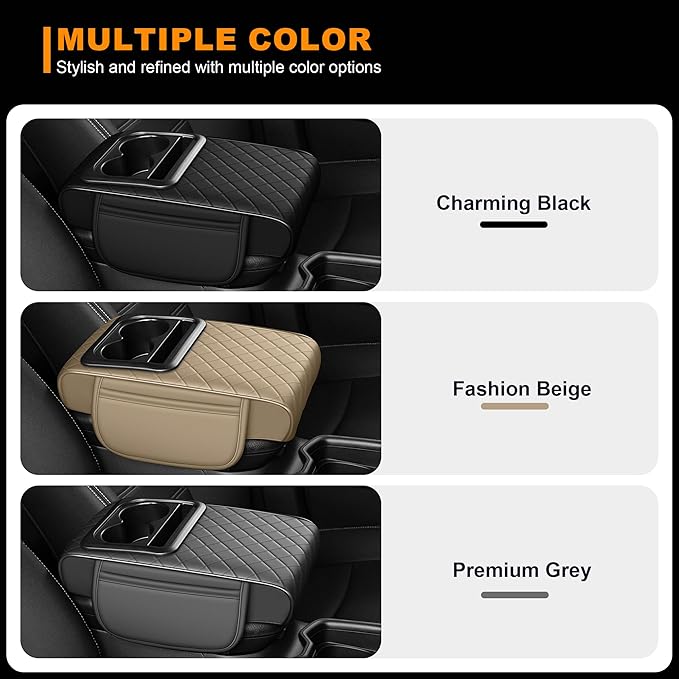 Armrest Cover for Car Fit for Jeep Gladiator - Center Console Cover with Cup Holders and 2 Storage Pockets(Beige)