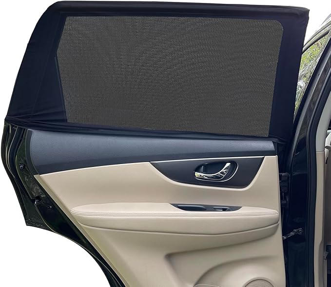 Car Window Shades for Baby - 2 Pack Sun Shade Blocker, Breathable Mesh Rear Side Window Shade Sunshade for SUV, UV Protection for Baby Family Pet, Mosquito Bug Net Window Screens for Camping