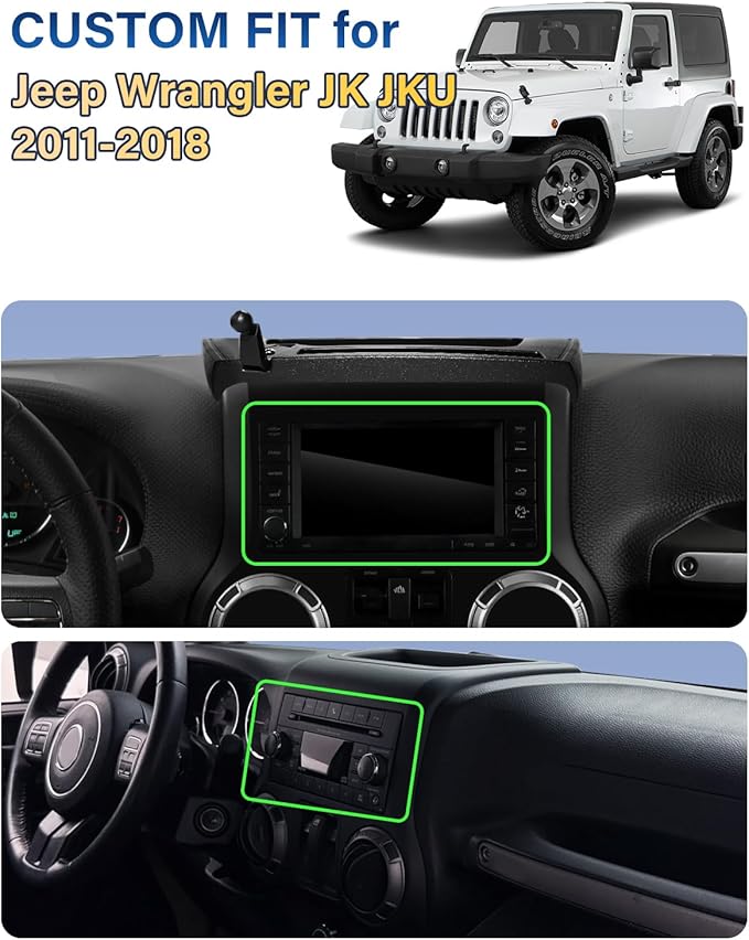 SKYLOTEC Phone Holder for Jeep Wrangler JK JKU 2011-2016 2017 2018 Accessories Car Magnetic Phone Mount Compatible with MagSafe, Strong Magnets Fast Wireless Charger Dashboard Mount Dash Tray