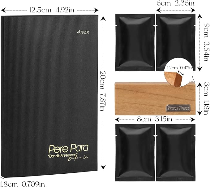 4 Packs Pine&Sage Scented Natural Wood Vent Clips,【No More Stuffy Air】 Odor Eliminator Car Scents Air Freshener Refills, Long Lasting Fragrance Diffuser, SUV Essentials Gift for Men