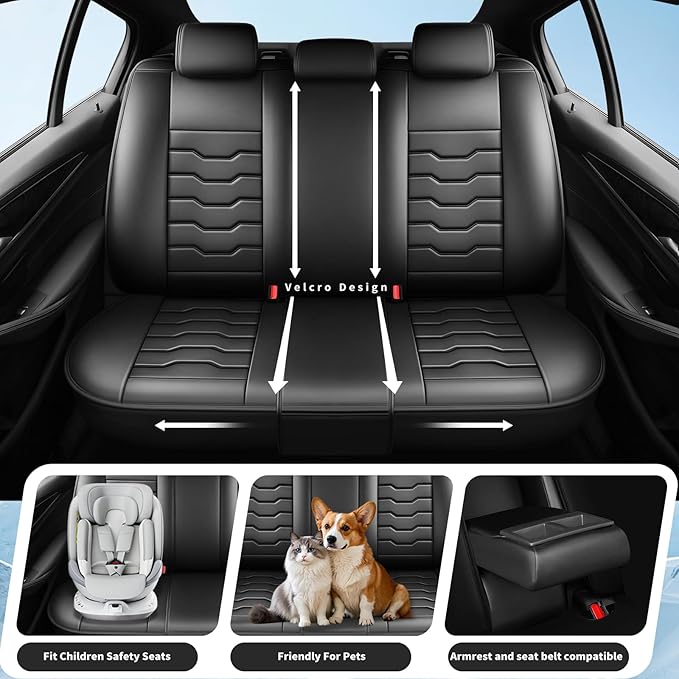 Fit Tucson Car Seat Covers Premium Leather for Hyundai Tucson 2010-2025 2026. Waterproof， Breathable, Scratch-Resistant & All-Weather Seat Cushion Protector (Front Seat, Black)