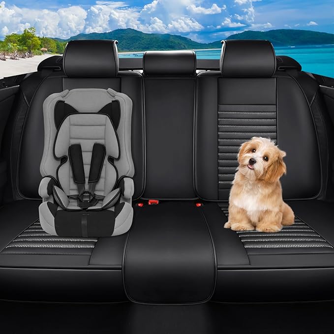Car Seat Covers Full Set Fit for Toyota CHR/C-HR 2018-2022, Premium Faux Leather Car Seat Protector, Breathable, Anti-Slip, Comfortable & Durable (Black&White,Full Set)
