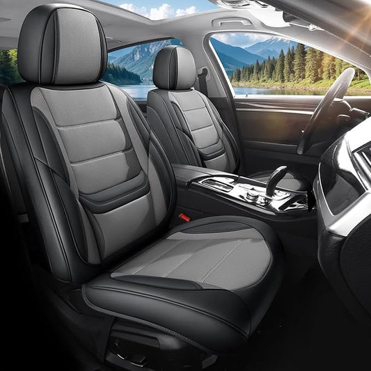 Car Seat Covers Full Set Custom Fit for Mercury Milan 2006-2011,Premium Faux Leather with Lumbar Support, Breathable, Anti-Slip & Soft Touch(blackgray,Fullset)