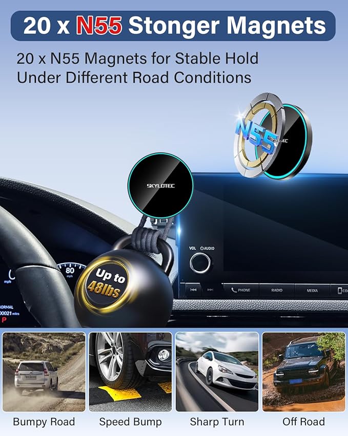 Phone Holder for Kia Telluride 2020-2022 Accessories 10.25-Inch Screen Fixed Clip, Car Magnetic Phone Mount Compatible with MagSafe, Strong Magnets Wireless Charger Telluride Cell Phone Mount Base