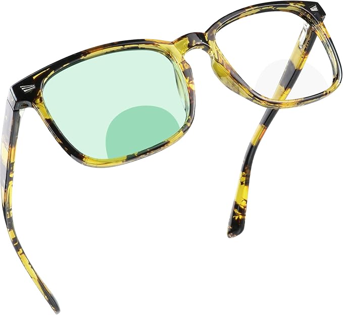 YEIN Bifocal Reading Glasses with Blue Light Blocking Lenses, Bifocal Reader for Women and Men, Vintage Square frame with Spring Hinge (+0.50/+3.00 magnification)