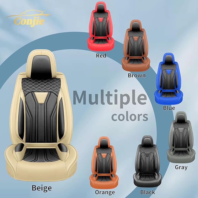 Fit Sentra Car Seat Covers Compatible with Nissan Sentra 2001-2025 2026 - Full Set Premium Leather， Waterproof Breathable， All-Weather Seat Cushion Protecto&Airbag Compatible （Beige & Black