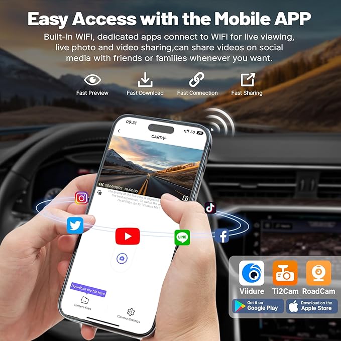 4K Dash Cam fit for Honda CRV 2023 2024 2025 2026 Sport Touring EX EX-L Hybrid, UHD 2016P, OEM Look, in-Dash WiFi & APP, Loop Recording, G-Sensor, 24H Parking Monitor, 128GB Card-Black