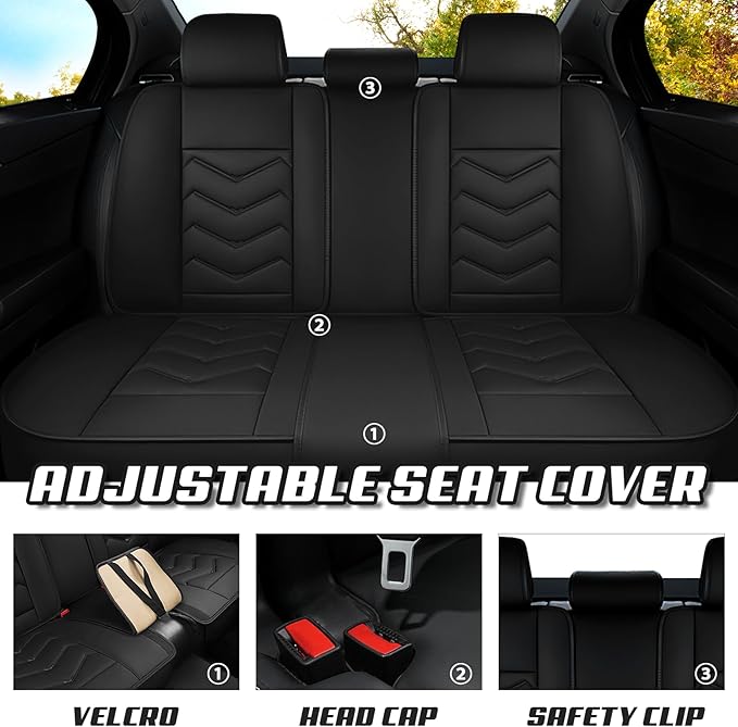 Car Seat Covers for Mitsubishi Outlander 2003-2025, Premium Nappa Leather Car Seat Cover, Stylish Sport Seat Covers， Automobile Seat Cover Sets.(Luxury 5 Seats/Pure Black)